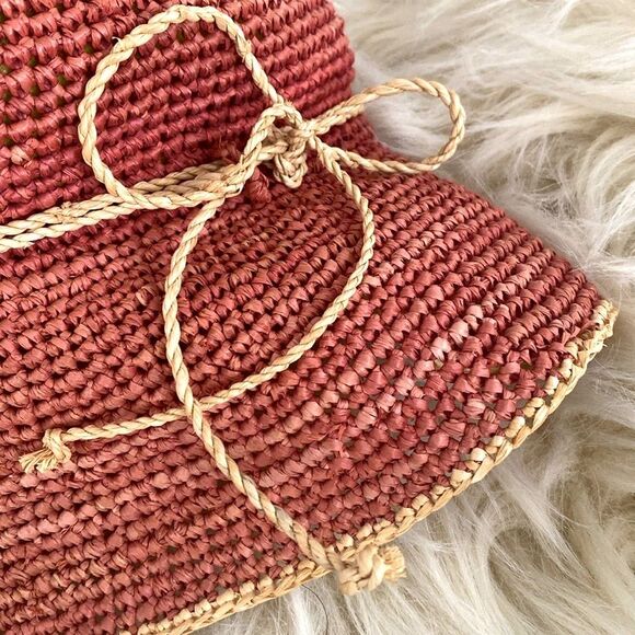 Helen Kaminski Lux Handmade Crochet Sun Hat in Pink and Tan - Preloved main image 5